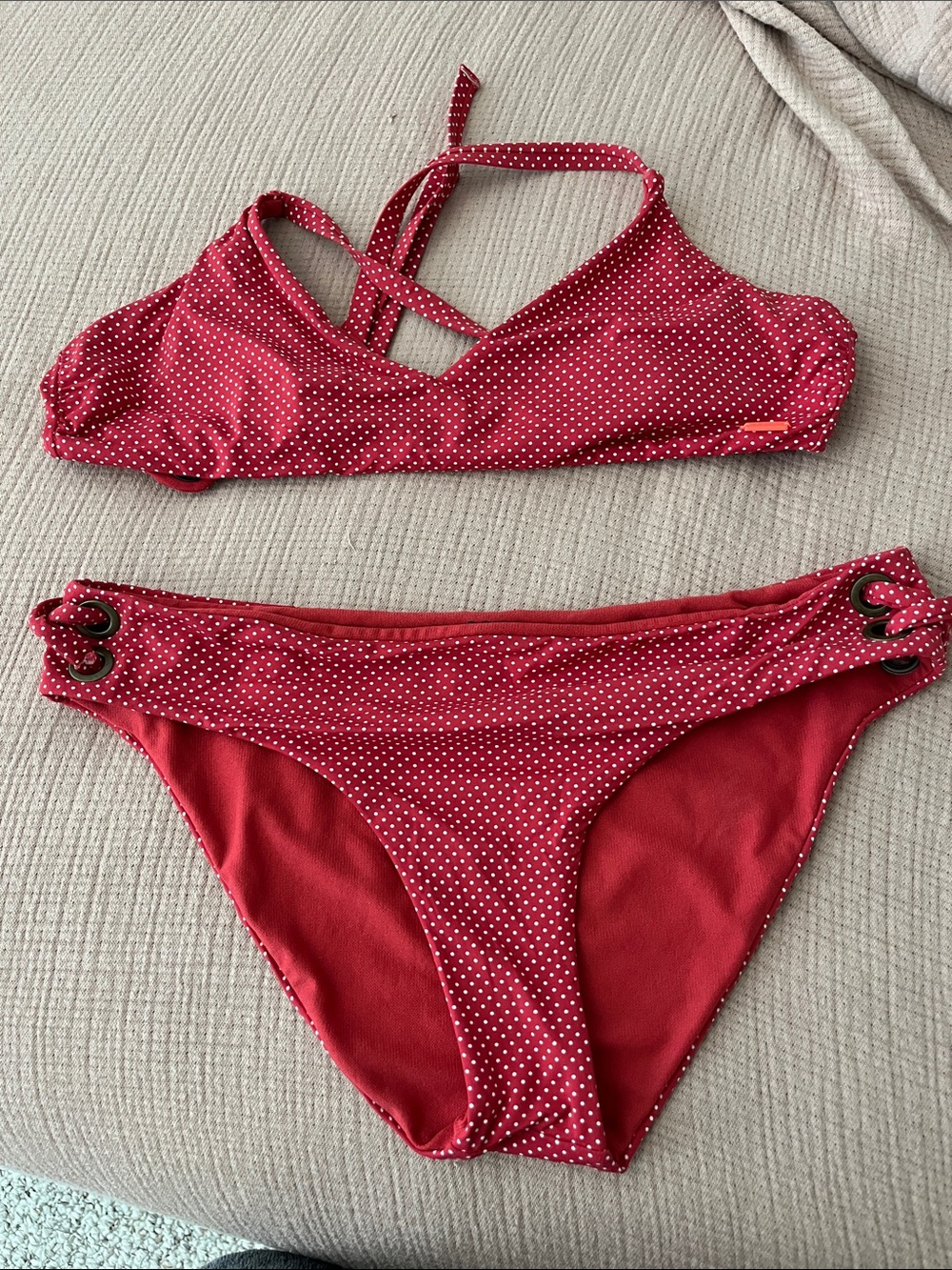 Roxy Red Polka Dot Two-Piece Swim Set